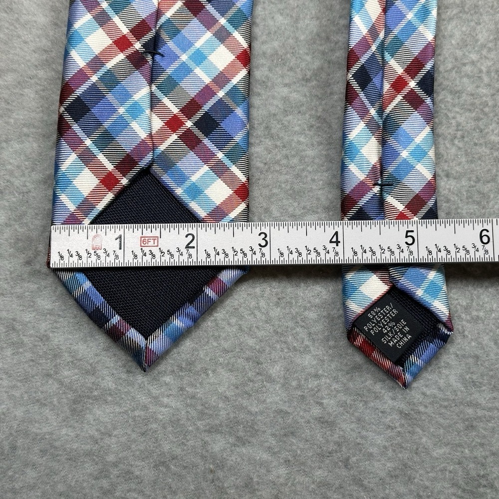 Tommy Hilfiger Mens‎ Neck Tie Red Blue Plaid Silk Blend 57x2.75in - Picture 3 of 5